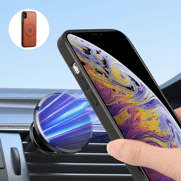 DENIOR Mobilskal till iPhone XS Max PU Läder Belagt PC+TPU Brun