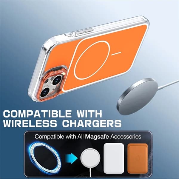 Mobilskal till iPhone 15 Plus MagSafe Lens Kickstand med Handrem - Orange Orange