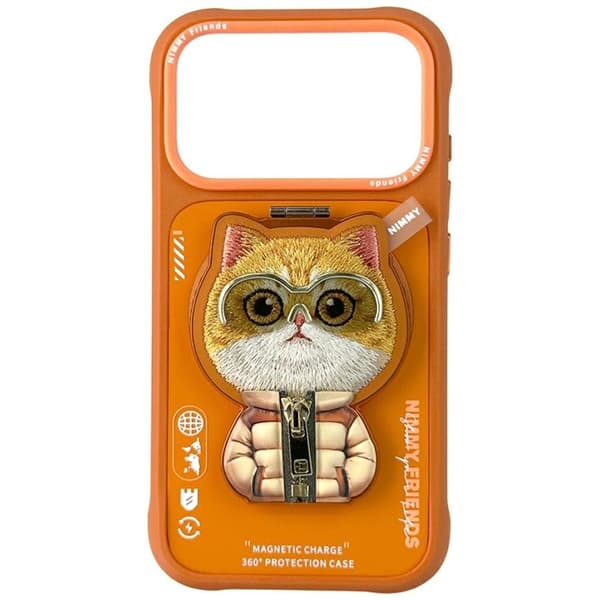 Nimmy Mobilskal til iPhone 17 Pro Max MagSafe Vedhæng Cool&Cute 2.0 Kat Orange Orange