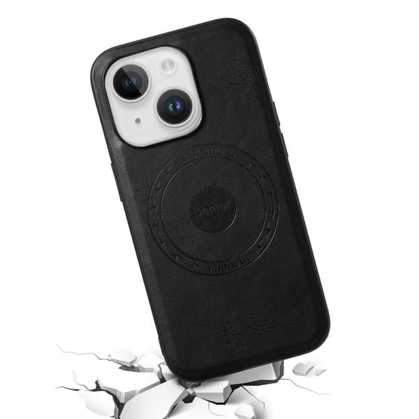 DENIOR Mobilskal till iPhone 15 i PU-läder med lädertextur - Svart