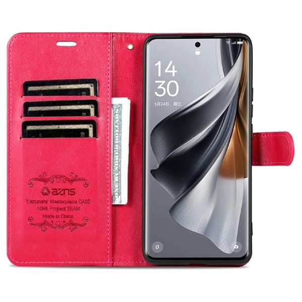 AZNS Xiaomi 14T Plånboksfodral Anti-Scratch Konstläder - Röd