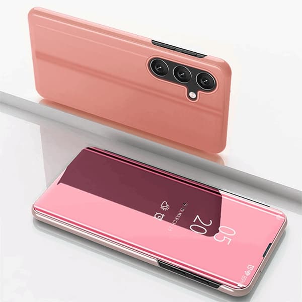 Galaxy S24 FE Etui Clear View - Lyserød Rosa