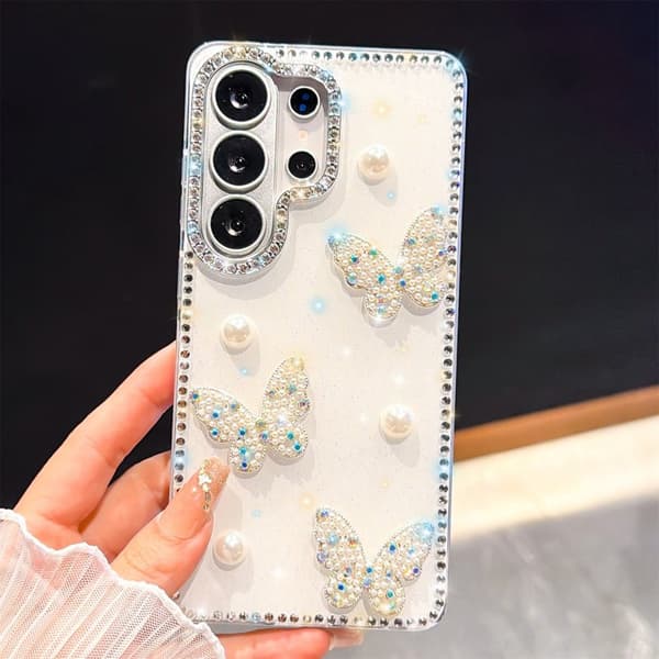Mobilskal för Samsung Galaxy S26 Ultra Rhinestone TPU + PC - Glitter Vit