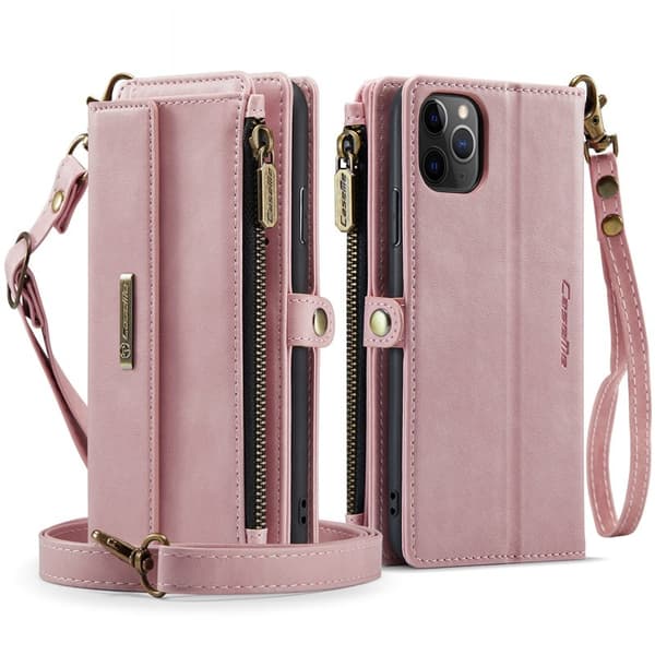 CASEME C39 Mobilskal till iPhone 11 Pro RFID-Skydd Konstläder Rosa