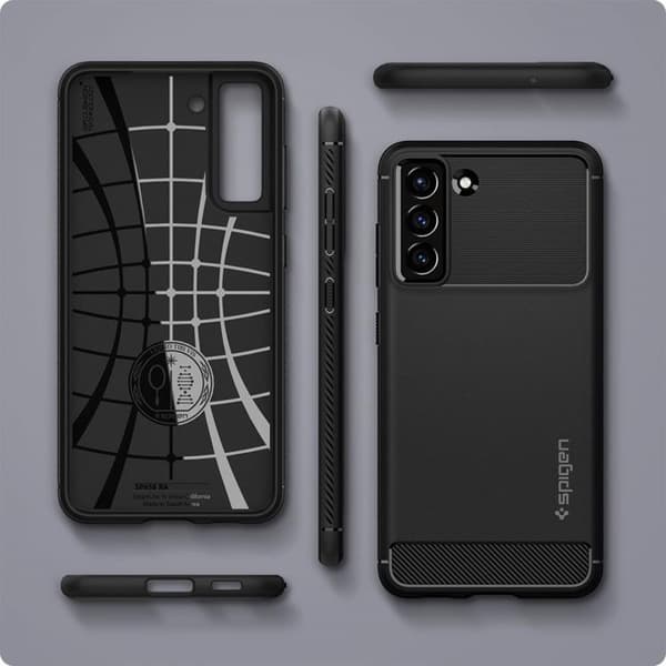Spigen Rugged Armor -kuori Galaxy S21 FE - Mattamusta Black