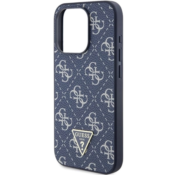Guess iPhone 15 Pro Mobilskal Triangle Metall Logo - Blå