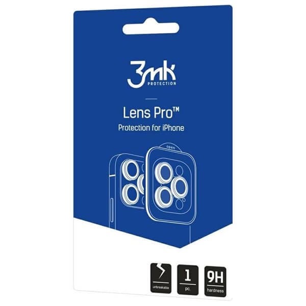 3MK iPhone 17 Pro Max/17 Pro Kameralinsskydd Härdat Glas Lens Pro Silver