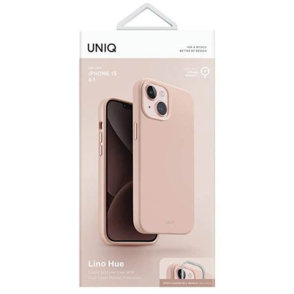 Uniq iPhone 15 Mobilskal Magsafe Lino Hue - Rosa