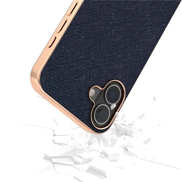 ABEEL Mobilskal till iPhone 16 Äkta Läder Electroplating - Blå Blå