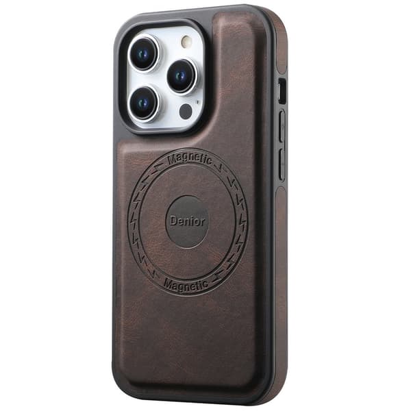 DENIOR Mobilskal till iPhone 15 Pro Max PU Läder Belagt PC+TPU - Brun