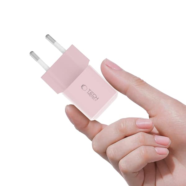 Tech-Protect Vægoplader USB-C 25W - Baby Pink Rosa