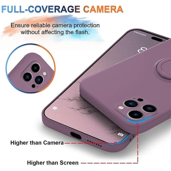 Mobilskal till iPhone 15 Pro Ringhållare Liquid Silikon - Lila Lila