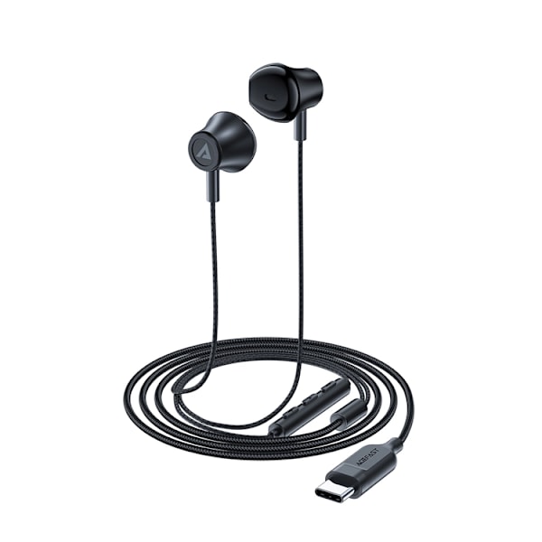 Acefast L2 In-Ear Hörlurar USB-C, mikrofon och fjärrkontroll 1,2 m Svart