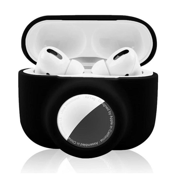 2-in-1 Silicone Skal Airpods Pro med Airtag - Svart Svart