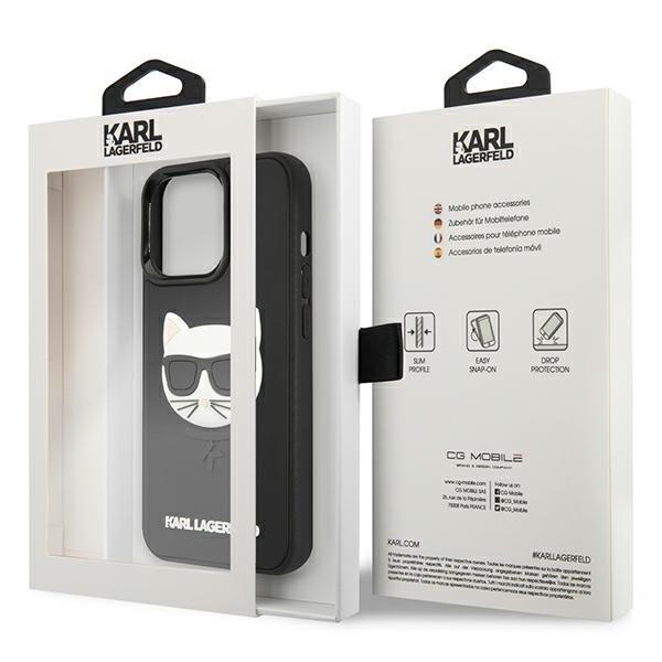 Karl Lagerfeld 3D Rubber Choupette -kotelo iPhone 13 Prolle - Musta Black