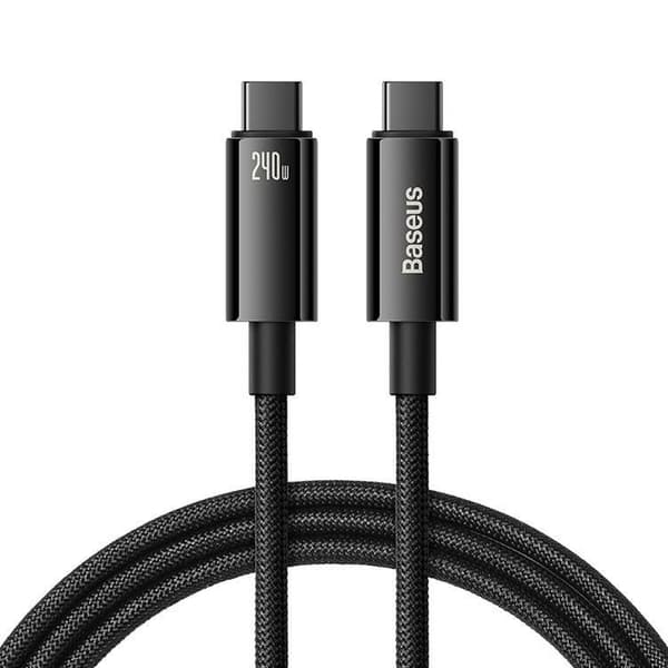 Baseus USB-C till USB-C-kabel 480Mb/s 240W 2m Tungsten Guld - Sv Black