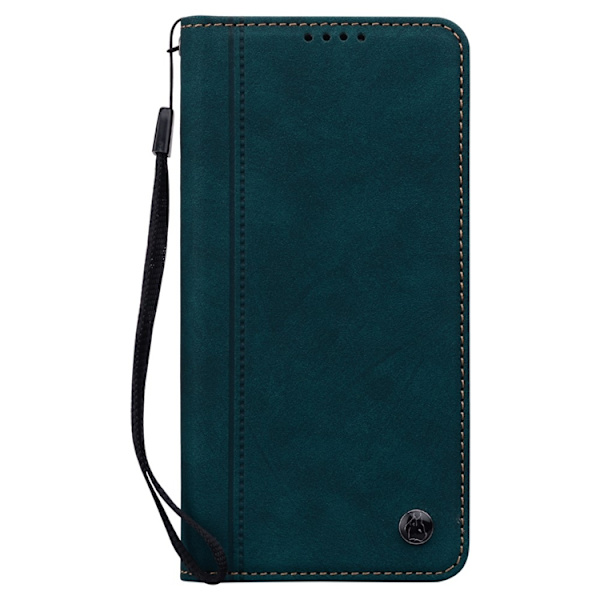 iPhone 17 Pro Max Konstläder Plånboksfodral med Rem Lines Pattern - Grön Grön
