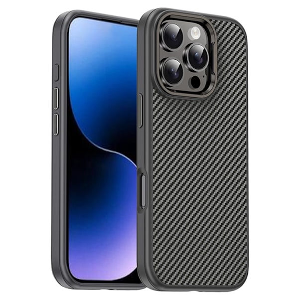 IPAKY Mobilskal till iPhone 16 Pro Max Carbon Fiber - Grå Grå