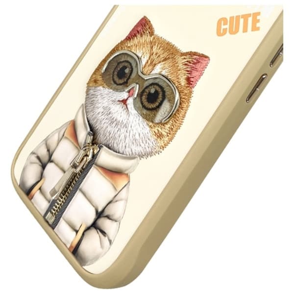 Nimmy Telefontaske til iPhone 16 Cool & Cute 2.0 Cat - Khaki Brun