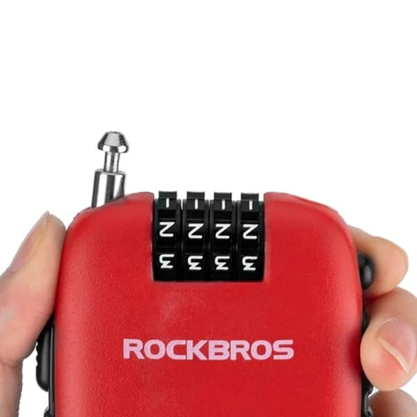 Rockbros Cykellås Med Indragbar Kabel - Röd Röd