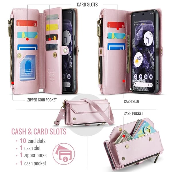 CASEME Plånboksfodral Konstläder till Google Pixel 8 - Rosa