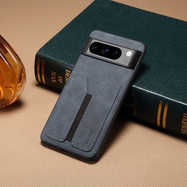 DENIOR Google Pixel 8 Pro Fodral KonstLäder med Kortfack - Grå