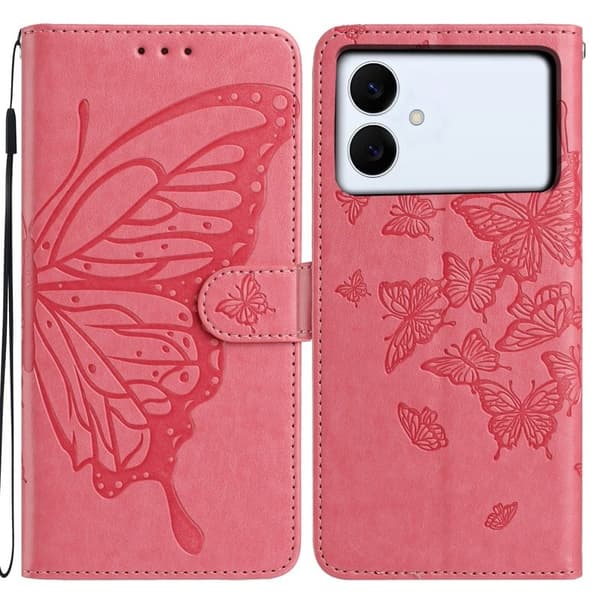 Samsung Galaxy S26 Edge Plånboksfodral Konstläder Flip Skydd - Rosa