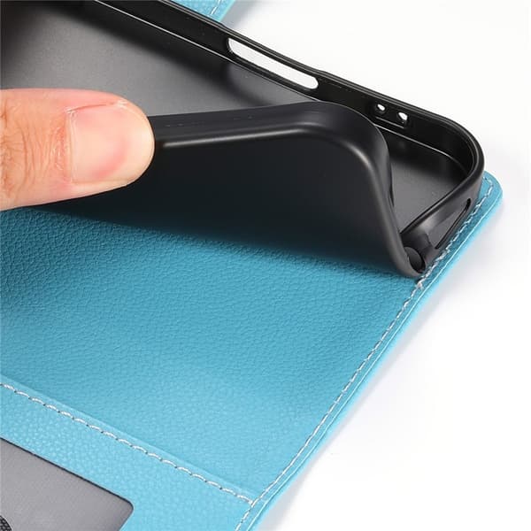 Galaxy A17/A26 Plånboksfodral Litchi Konstläder Magnetic - Blå Blå
