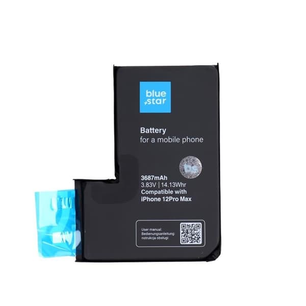 Blå stjerne iPhone 12 PRO MAX Batteri HQ 3687 mAh Uden BMS