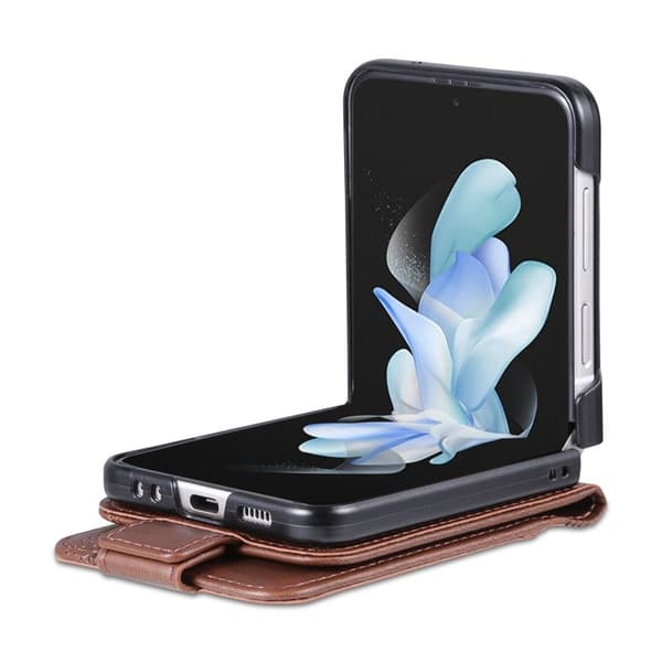 AZNS Samsung Galaxy Z Flip5 Plånboksfodral Konstläder - Brun
