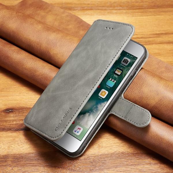 DG.MING Plånboksfodral Konstläder för iPhone 8 Plus - Grå