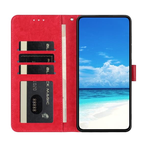 Samsung Galaxy A57 Plånboksfodral Konstläder Flip Skydd - Röd