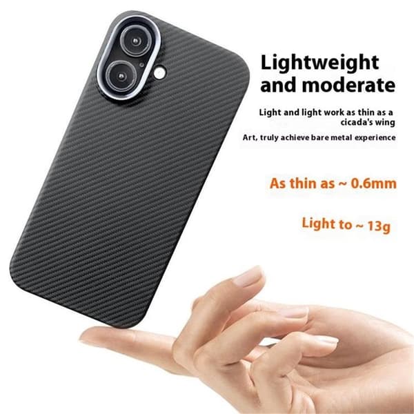 Mobilskal till iPhone 16 Plus 600D Fine Texture Aramid Fiber Svart