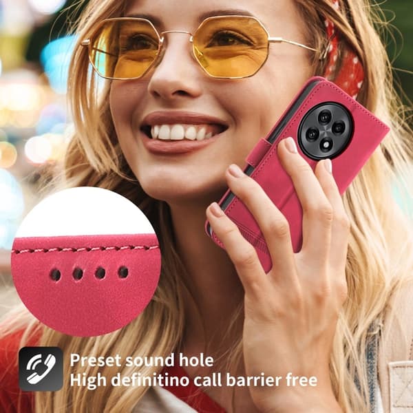 DIERFENG DF-03 för OnePlus 13R 5G Plånboksfodral Konstläder - Röd
