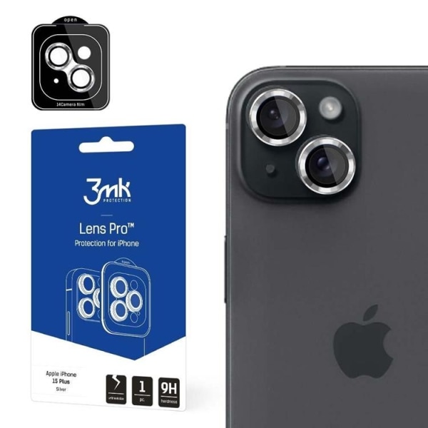 3MK iPhone 15 Plus Kameralinsskydd i Härdat glas Pro - Silver