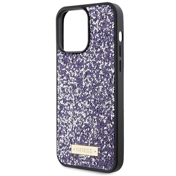 Guess iPhone 15 Pro Taske Lyserød Rhinestone Meta-logo Rosa