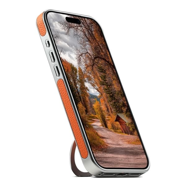 SUTENI Mobilskal till iPhone 17 Pro MagSafe Kickstand Electroplating G6 Orange