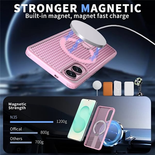 Mobilskal till Galaxy S25 Edge Magsafe Grid Texture Rosa