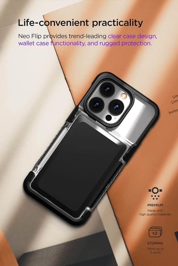 VRS DESIGN Neo Flip Cover iPhone 14 Pro Max - Sort Svart