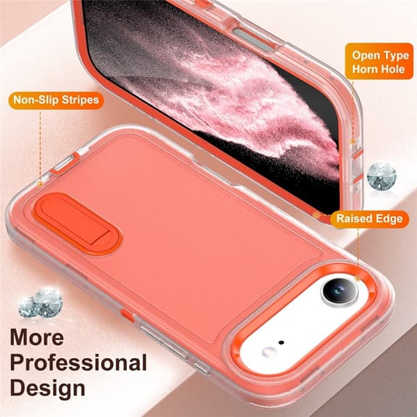 Mobilskal till iPhone Air Kickstand Silikon - Transparent/Orange Transparent