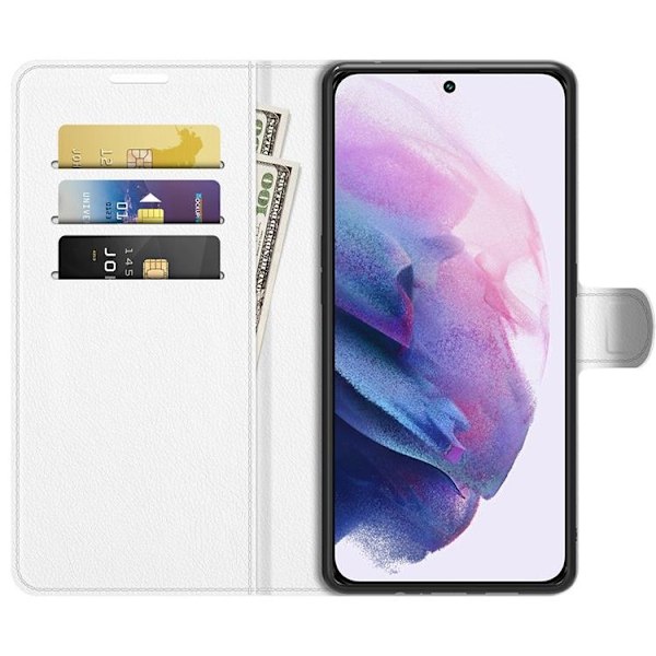 Litchi Magnetic Fodral Galaxy S22 Plus 5G - Vit Vit