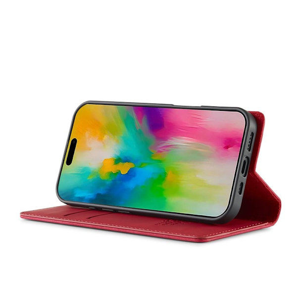 LC.IMEEKE iPhone 16 Plånboksfodral Konstläder- Röd