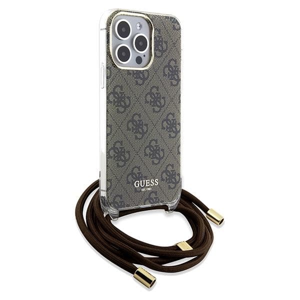 Guess iPhone 15 Pro Max Mobilskal Crossbody Cord 4G Print - Brun Brun