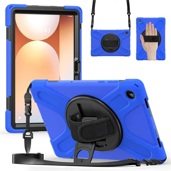 Mobilskal till Galaxy Tab A11 Plus Kickstand Silikon Axelrem - Blå Blå