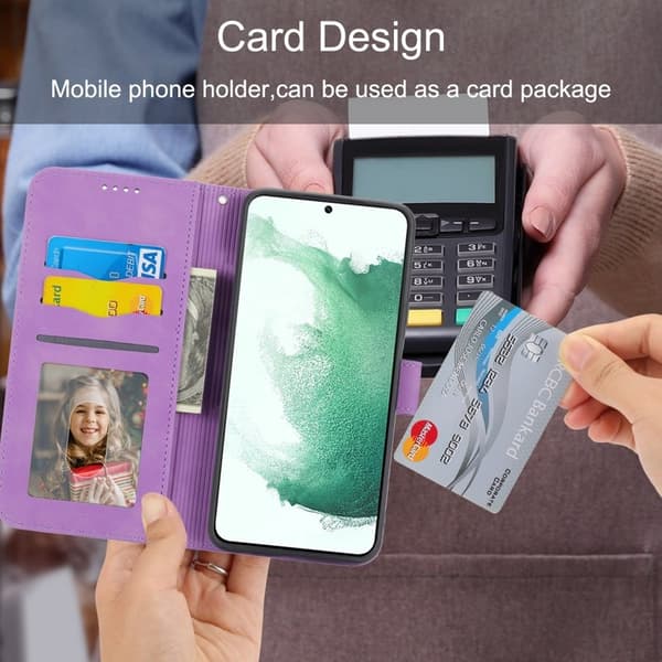 DIERFENG DF-03 Konstläder Plånboksfodral för Samsung Galaxy S22+ 5G - Lila
