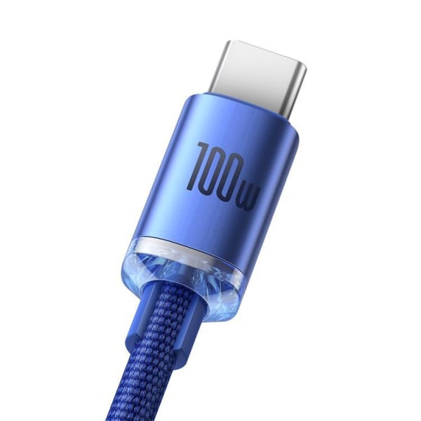 Baseus Crystal USB-A til USB-C Kabel 100W 1,2m - Blå