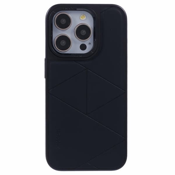 X-LEVEL Mobilskal till iPhone 15 Pro Geometrisk Linje Läder+PC+TPU Svart