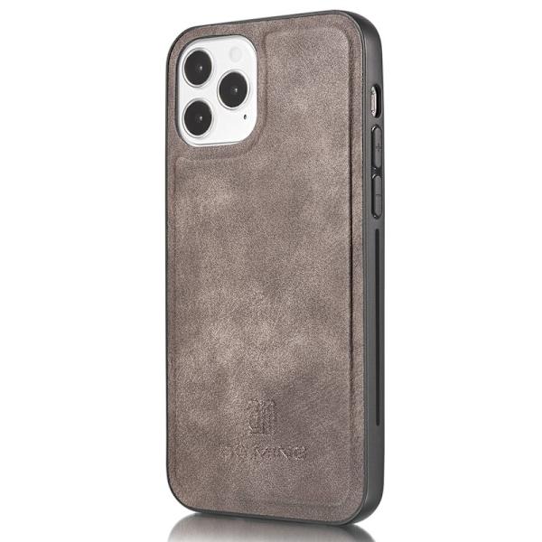 DG.MING 2-i-1 Plånboksfodral i Äkta läder för iPhone 13 mini - Grå