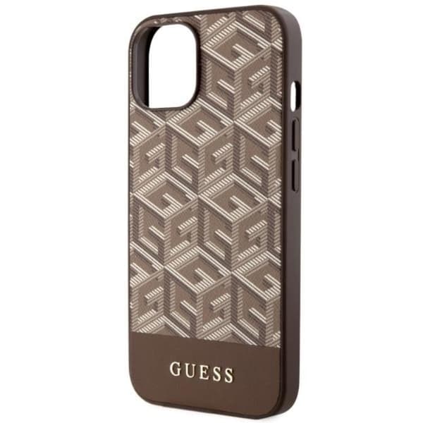 Guess Mobilskal till iPhone 14 Plus MagSafe GCube Stripes - Brun Brun