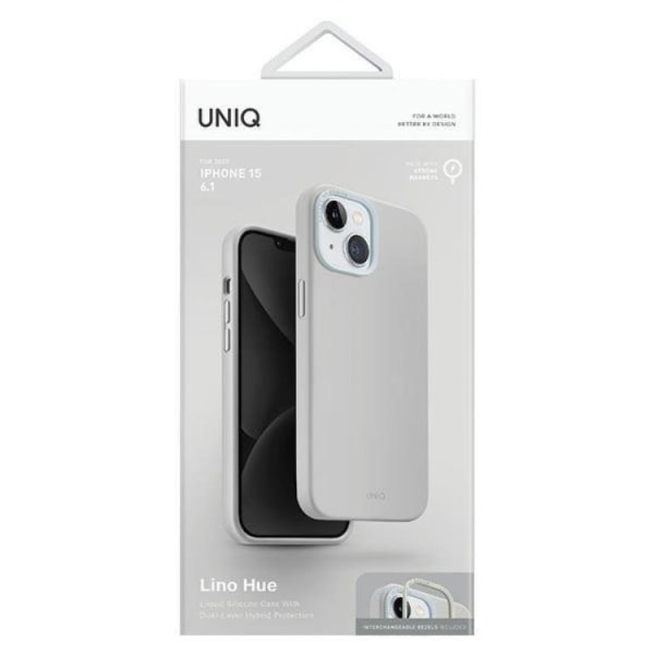 UNIQ iPhone 15 Mobilskal Magsafe Lino Hue - Ljusgrå